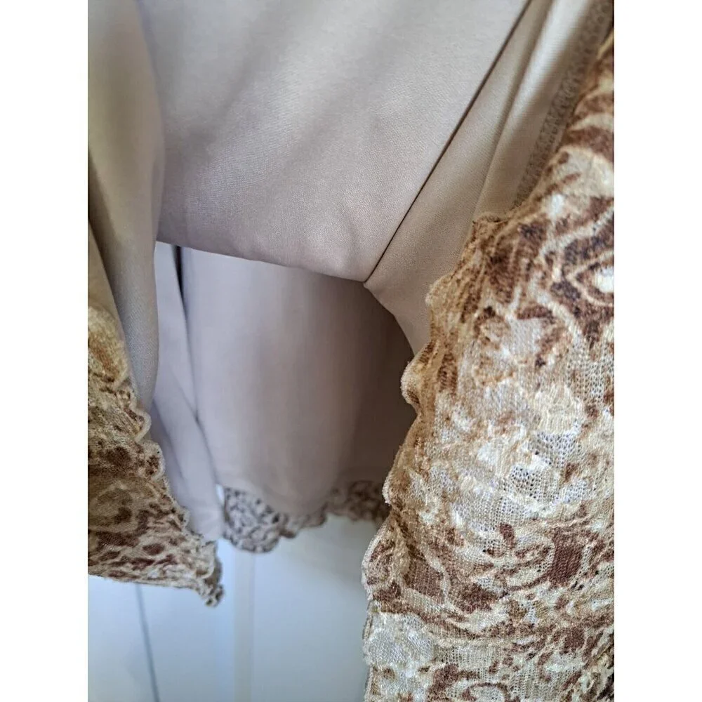 Catherines 4X (30/32W) Brown V-Neck Medallion Print 3/4 Sheer Sleeve Tunic